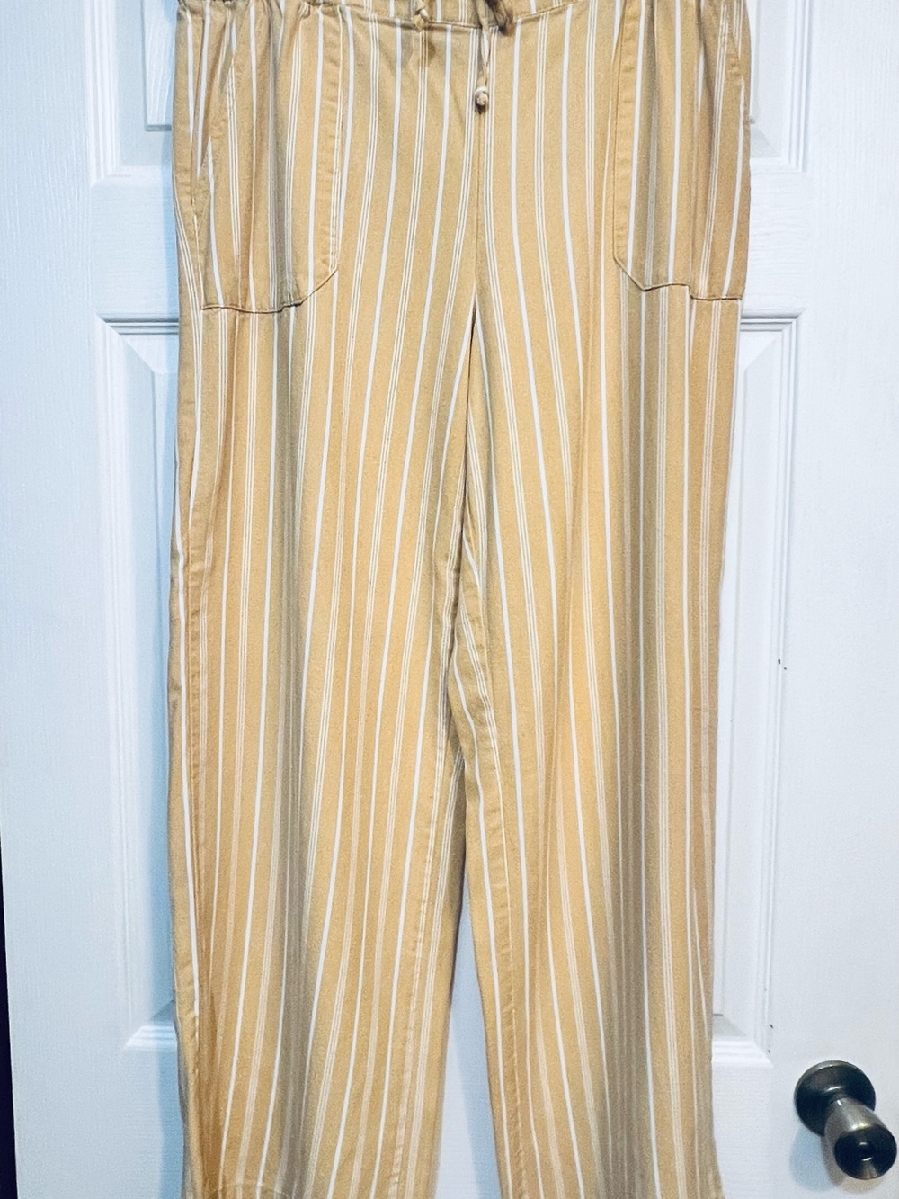 Rewash Yellow and White Striped Elastic Waist Pants